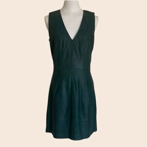 Bod & Christensen Dark Forest Green Leather Anya Mini Dress Size 6